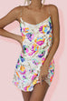 Mixiedress Chain Strap Backless Sequin Floral Mini Cami Dress