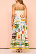 Mixiedress Spaghetti Strap Tropic Print Swing Maxi Vacation Dress
