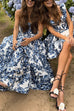 Mixiedress Strapless Back Lace-up Print Maxi Party Dress