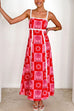 Mixiedress Ric Rac Trim Bow Back Palm Soleil Print Maxi Cami Dress
