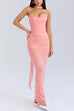 Mixiedress Ruched Strapless Corset and Bodycon Maxi Skirt Set with Scarf