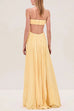 Mixiedress Spaghetti Strap Back Cut Out Pleated Maxi Dress