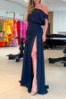 Mixiedress Cold Shoulder Waisted High Slit Maxi Party Dress