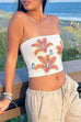 Mixiedress Strapless Tube Floral Print Crop Top