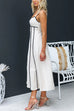 Adjustable Strap High Waist Color Block A-line Midi Dress