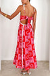 Mixiedress Ric Rac Trim Bow Back Palm Soleil Print Maxi Cami Dress