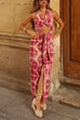 Mixiedress Halter Twist Front Cut Out Slit Tie Dye Maxi Dress