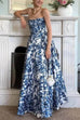 Mixiedress Strapless Back Lace-up Print Maxi Party Dress