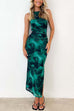 Mixiedress Sleeveless Side Slit Printed Bodycon Midi Dress