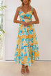 Mixiedress Twist Front Cut Out Printed Midi Cami Dress