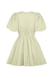 Mixiedress Deep V Neck Puff Sleeves Bow Knot Swing Dress