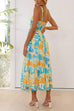 Mixiedress Twist Front Cut Out Printed Midi Cami Dress