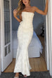 Mixiedress Embroidered Strapless Corset and Bodycon Maxi Mermaid Skirt Set