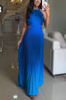 Mixiedress Sleeveless Cut Out Back Lace-up Gradient Pleated Maxi Dress