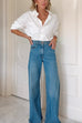 Mixiedress Lapel Long Sleeves Button Up Blouse Shirt