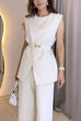 Mixiedress Chicest Cross Front Sleeveless Top Wide Leg Pants Suit Set