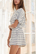 Mixiedress Striped Short Sleeves Crop Top and Elastic Waist Pocketed Shorts Set