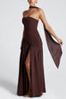 Mixiedress Strapless Back Lace-up High Slit Splice Maxi Dress