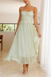 Mixiedress Frill Trim Lace Up Ruched Maxi Cami Dress