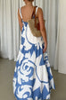 Mixiedress Backless Ruffle Tiered Printed Maxi Cami Dress
