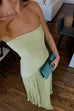 Mixiedress Strapless Tube Patchwork Pleated Maxi Dress
