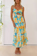 Mixiedress Twist Front Cut Out Printed Midi Cami Dress