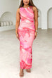 Mixiedress Sleeveless Side Slit Printed Bodycon Midi Dress