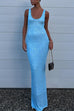 Mixiedress U Neck Sequin Knit Bodycon Maxi Tank Dress