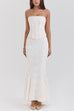 Mixiedress Embroidered Strapless Corset and Bodycon Maxi Mermaid Skirt Set