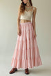 Mixiedress Smocked Elastic Waist Ruffle Tiered Maxi Skirt