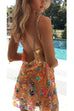 Mixiedress Chain Strap Backless Sequin Floral Mini Cami Dress