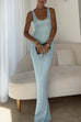 Mixiedress U Neck Sequin Knit Bodycon Maxi Tank Dress