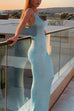 Mixiedress U Neck Sequin Knit Bodycon Maxi Tank Dress