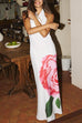 Mixiedress Halter Cowl Neck Backless Floral Print Maxi Dress