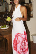 Mixiedress Halter Cowl Neck Backless Floral Print Maxi Dress