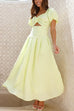 Mixiedress Puff Sleeves Twist Front Cut Out Swing Maxi Dress