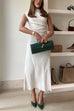 Mixiedress Mockneck Sleeveless Side Ruched Midi Dress