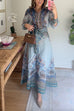 High Rise Bow Waist Unique Print Maxi Skirt