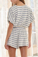 Mixiedress Striped Short Sleeves Crop Top and Elastic Waist Pocketed Shorts Set