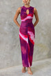 Ruched Sleeveless Cut Out Tie Dye Bodycon Maxi Dress
