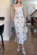 Mixiedress Bow Shoulder Back Lace-up Floral Print Midi Cami Dress