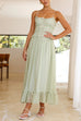 Mixiedress Frill Trim Lace Up Ruched Maxi Cami Dress