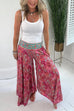 Mixiedress Elastic Waist Wide Leg Palazzo Printed Casual Pants