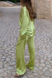 Mixiedress Long Sleeves Silk Blouse Shirt+Pants Set