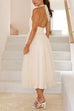 Mixiedress Halter Open Back Waisted Tulle Midi Dress