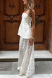 Mixiedress Elastic WaistBand Lace Hollow Out Maxi Skirt