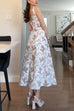 Mixiedress Bow Shoulder Back Lace-up Floral Print Midi Cami Dress