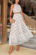 Mixiedress Palm Trees Embroidery Pocketed Swing Maxi Skirt