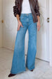 High Waist Pocketed Bell Bottom Denim Pants