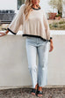 Mixiedress Crewneck Drop Shoulder Color Block Knit Sweater